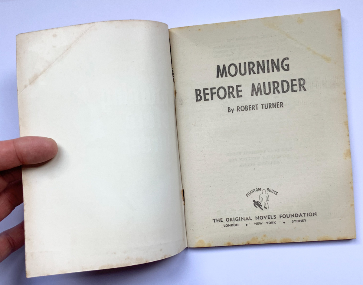 MOURNING BEFORE MURDER Australian crime pulp fiction book by Robert Turner 1958